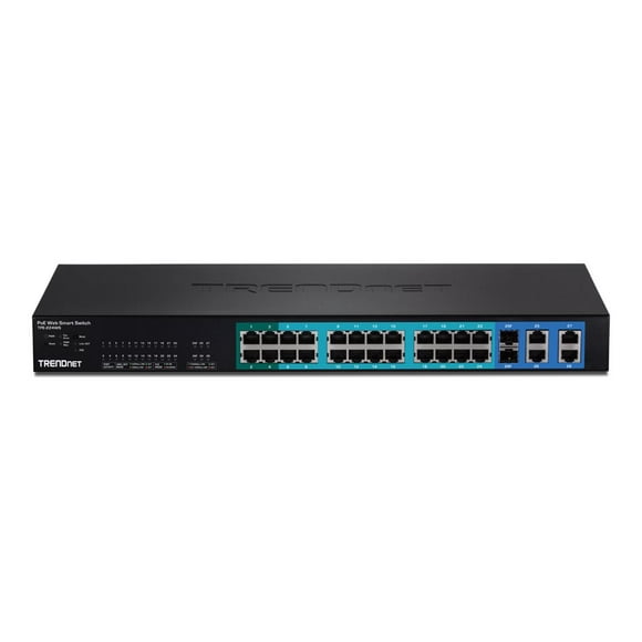 TRENDnet TPE-224WS Web Smart PoE Switch - Switch - managed - 24 x 10/100 (PoE) + 2 x 10/100/1000 - desktop - PoE - TAA Compliant