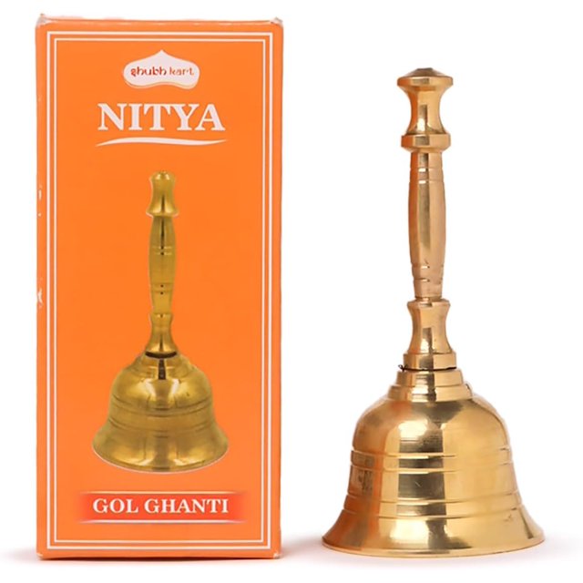 Campana de servicio Shubhkart Ghanti de latón macizo 4,31 x 4,31 x 9,39 cm