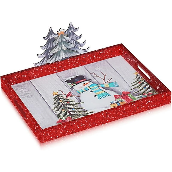 Serving Tray with Handles, Bamboo Breakfast Tray Wooden Trays Decorative Serving Platter for Eating, Working, Storing, Used in Bedroom, Kitchen, Living Room, Bathroom, Hospital and Outdoors K