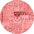 thumbnail image 1 of Ahgly Company Indoor Round Patchwork Red Transitional Area Rugs, 5' Round, 1 of 4