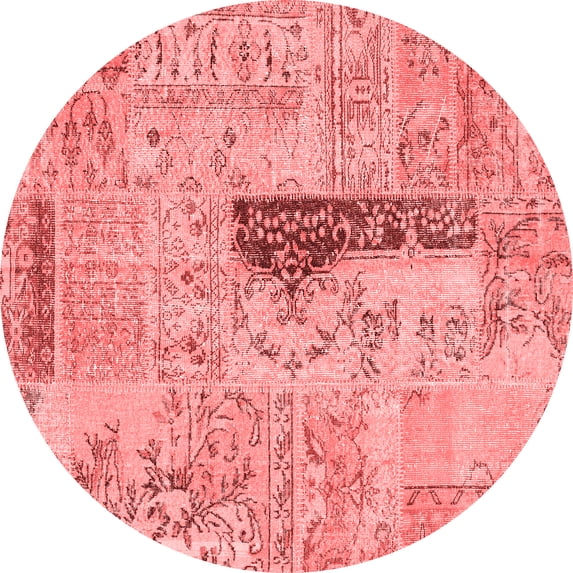 Ahgly Company Indoor Round Patchwork Red Transitional Area Rugs, 5' Round