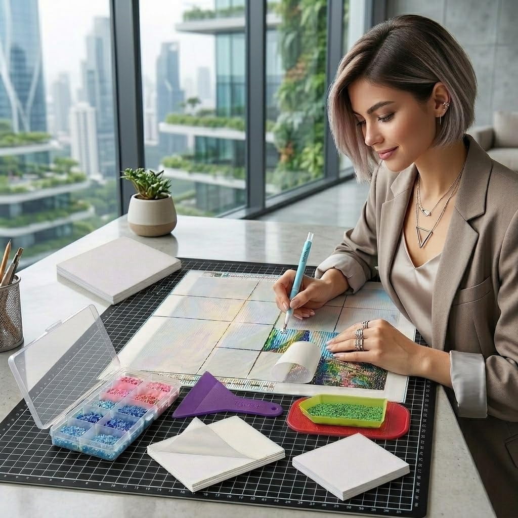 400Pcs Diamond Painting Release Paper: Double-Sided Non-Stick Pre-cut Cover Sheets in 3 Sizes - Reusable & No Residue Replacement for 5D Diamond Art - with Anti-Slip Mat and Straightener