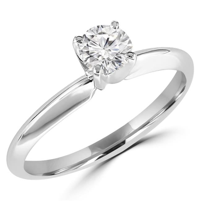 Women's 10K White Gold 1ct 6mm Round Solitaire CZ Engagement Ring 