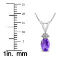 thumbnail image 4 of Genuine 1.00 Carat Natural 7x5mm Oval Shaped Amethyst with White Topaz Necklace In 925 Sterling Silver, 4 of 5