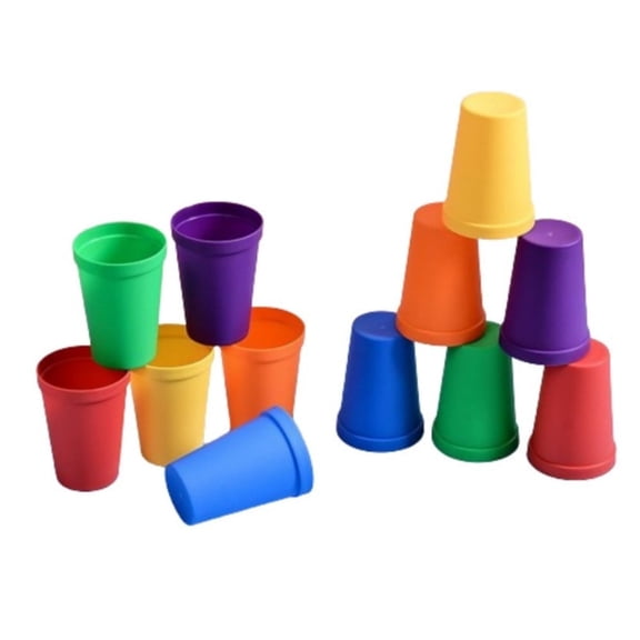 12 Pcs Stacking Game Cup,6.76 Oz Plastic Drinking Cups for Travel,Camping and Picnic,Topboutique Reusable Competitive Stacking Cups,Great Gift Idea for Preschool Learning Activities
