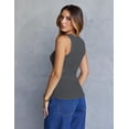 thumbnail image 4 of Merokeety Womens Tank Tops Casual Sleeveless Square Neck Ribbed Knit Cami Top DarkGrey l, 4 of 5