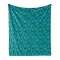 thumbnail image 1 of Floral Soft Flannel Fleece Throw Blanket, Repetitive Wild Forest Flowers Vintage Style, Cozy Plush for Indoor and Outdoor Use, 50" x 70", Teal Sea Blue, by Ambesonne, 1 of 5