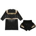 thumbnail image 4 of Hansber Kids Boys 2 Pcs Boxer Costume Outfits Metallic Long Hooded Robe with Satin Boxer Shorts Set A Black 6, 4 of 5