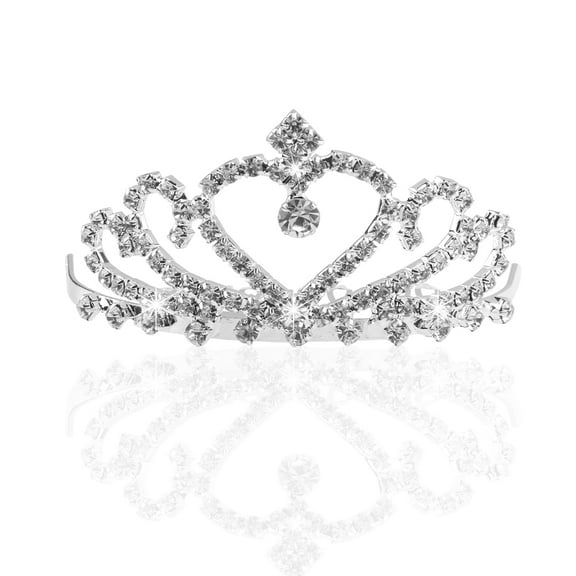 NICEXMAS wedding headpiece for women double layer crown silver 1Pack
