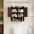 thumbnail image 3 of POAO Bathroom Wall Storage Cabinet, Wooden Medicine Cabinet with Adjustable Shelves and Double Barn Doors, Over The Toilet Storage Cabinet,Russet, 3 of 8