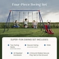 thumbnail image 3 of Delta Children FunZone Outdoor Metal 4-Piece Swing Set - Includes 2 Swings, 1 Disc/Saucer Swing and Slide, Blue/Red, 3 of 17