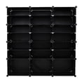 thumbnail image 3 of Cube Bookshelf with Door, Plastic Bookcase Organizer Closet Toy Organizer, Tesseract Piece Shelf, 7Layer 21 Compartment Cube Storage Shelf, White+Black, 3 of 8