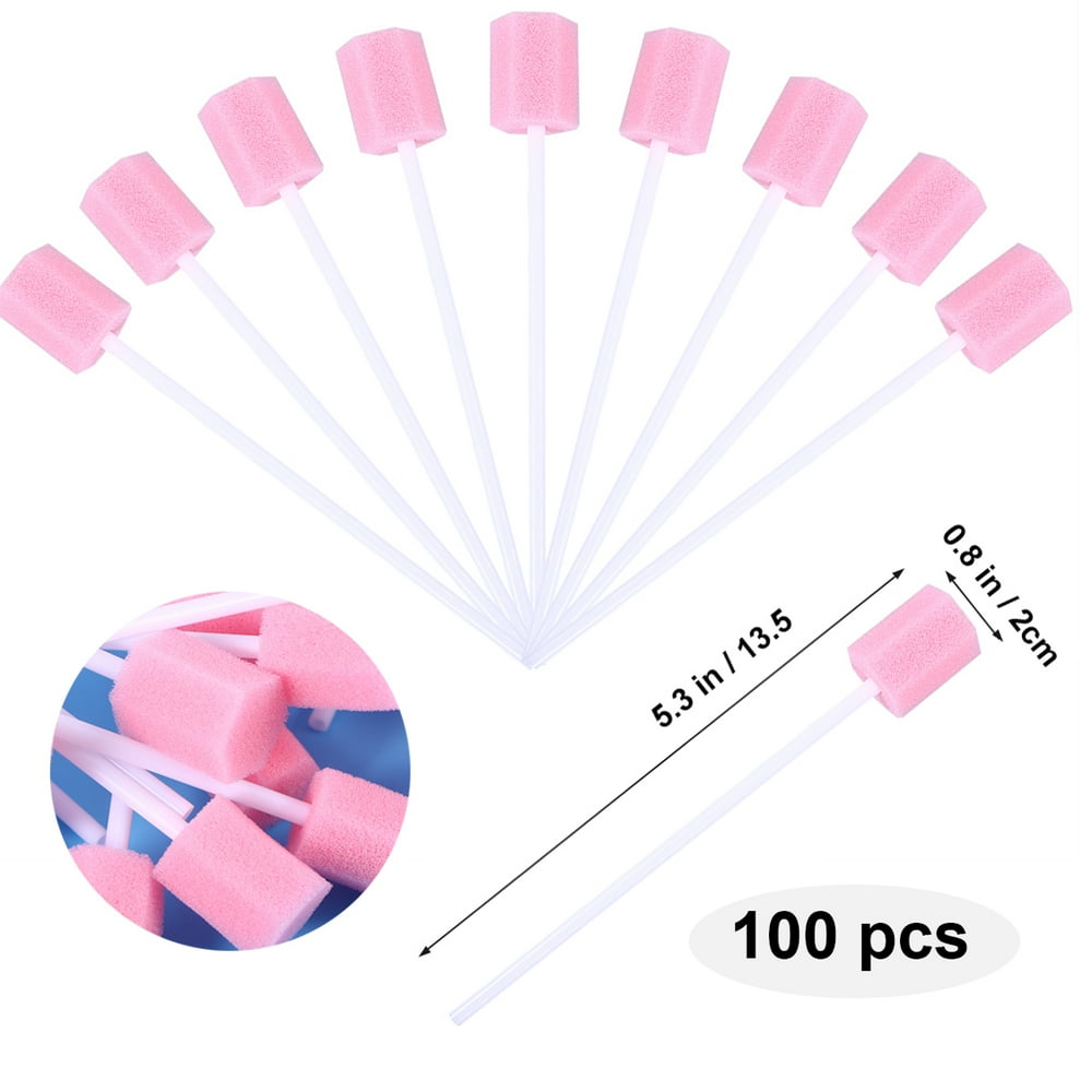 100pcs Disposable Oral Care Sponge Swab Tooth Cleaning Mouth Swabs