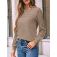 thumbnail image 5 of Long Sleeve Shirts for Women Dressy Casual Lace Tops 2025 Fall Outfits Business T-Shirts Work Blouses Clothes Khaki XL, 5 of 6