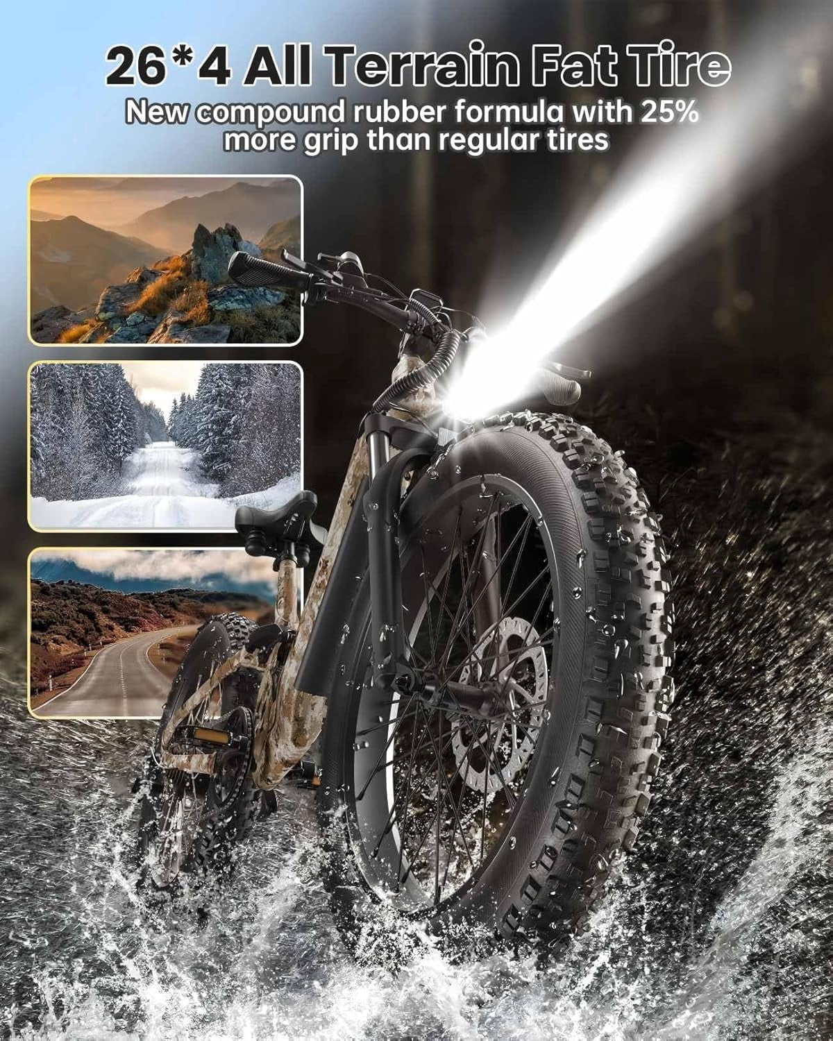 PUCKIPUPPY Electric Bikes for Adults 26" Step-Thru Ebikes 960W Peak Motor 80Miles Range 28mph Max Speed 48V 20AH Battery Full Suspension Fat Tire Mountain E Bike 7 Speed, Comply with UL2849 By SGS
