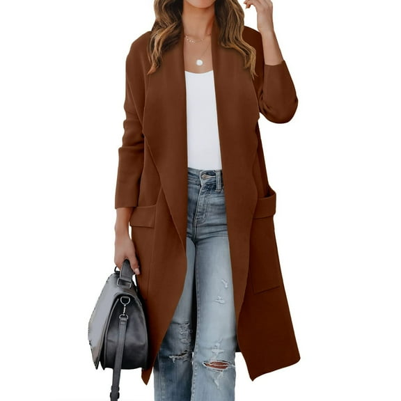 Women's Casual Long Sleeve Draped Open Front Knit Pockets Cardigan Jackets Sweater Oversized Sweaters For Women Fall Yellow