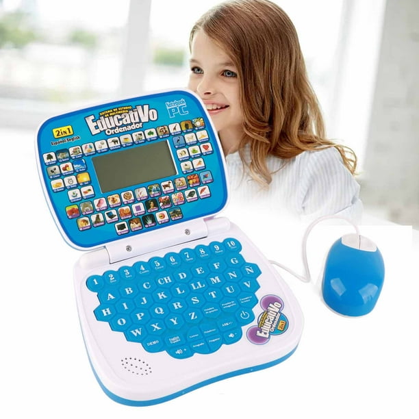 Computadora Portátil Bilingüe De Aprendizaje Para Niños, Función De Música En Inglés Y Español, Material ABS Para Releer El Teclado, Para Niños, Máquina Educativa Temprana