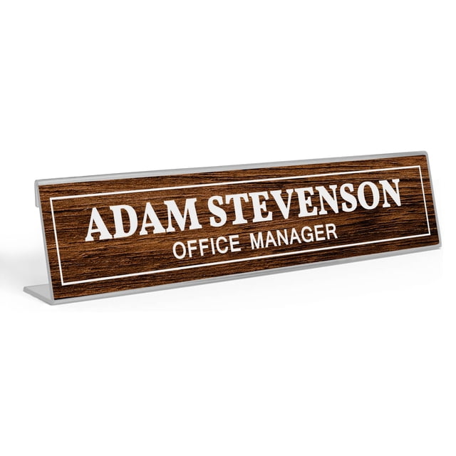 Printtoo Personalized Desk Name Plate Pretty Classic Custom Acrylic Office Desk Name Plate Accessory 2x10 Inches