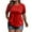 Red, variant on Yaoyar Plus-Size Tops for Women Summer Lace Short Sleeve Shirts Crewneck Tees Loose Cotton Shirt