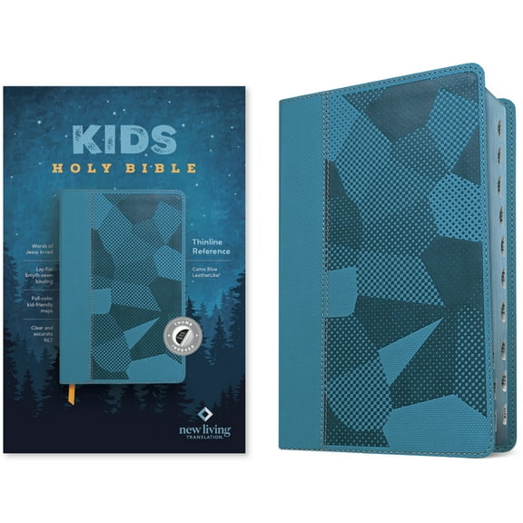 NLT Kids Bible, Thinline Reference Edition (Leatherlike, Camo Blue, Indexed, Red Letter), (Hardcover)