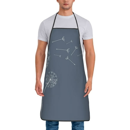 

Gaeub White Dandelion Print Apron for Men and Women Waterproof Apron for Cooking Dishwashing Lab Butcher Dog Grooming
