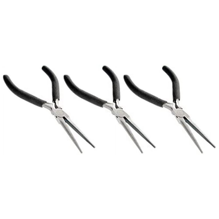 3 Pack 6-Inch Mini Needle Nose Pliers (Non-Serrated Jaw) with Return Spring  and Cushion Grip Handles 