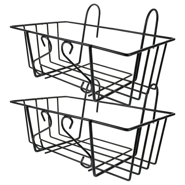 MIANGASTORE 2Pcs Balcony Hanging Flower Pot Holder Hanging Railing Planter Basket Metal Plant Pot Holder