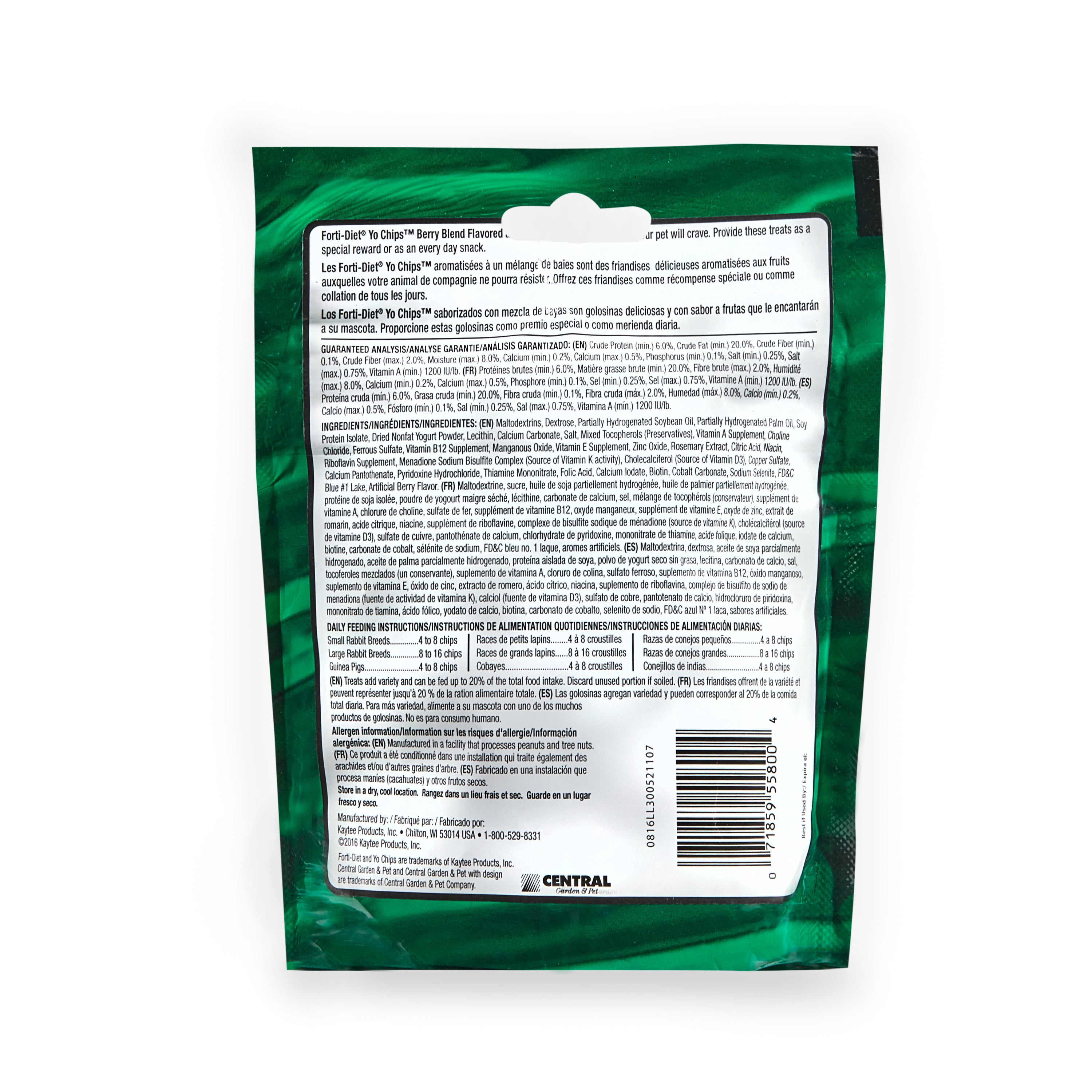Kaytee Forti-Diet Yo Chips Rabbit/Guinea Pig Berry Flavored Treat, 3.5 oz.