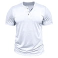 thumbnail image 5 of Domuza Mens Henley Shirts Short Sleeve Casual Stylish T Shirts Lightweight Summer Basic Tee Tops White XL, 5 of 5