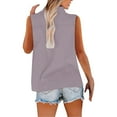 thumbnail image 5 of TKLPEHG Tank Top for Women V-Neck Button Tank Top Lightweight Leisure Fashion Western Outfit for Women Solid Color Graphic Tee Regular Sleeveless Blouses Blouses (Purple,XXXXXL), 5 of 8