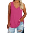 thumbnail image 1 of BLVB Womens Plus Size Tank Tops Summer Sleeveless V Neck T Shirts Casual Loose Fit Side Slit Basic Tees Tunic Tops, 1 of 6
