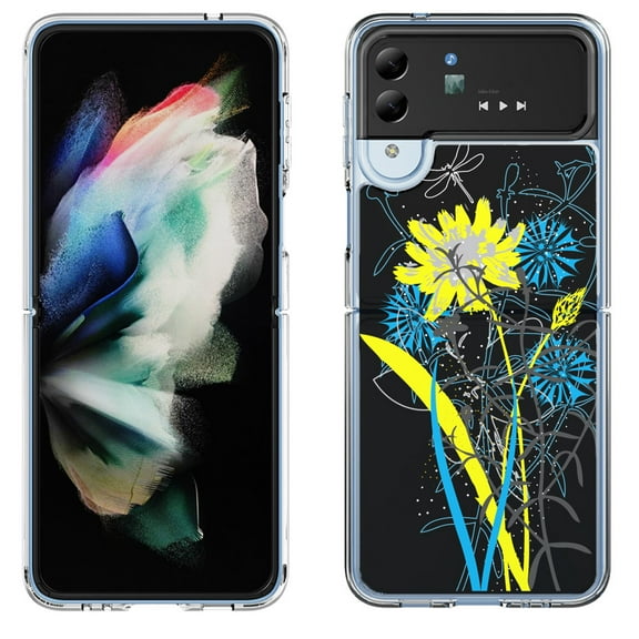 Shockproof Bumper Phone Case for Samsung Galaxy Z Flip 4 5G, by OneToughShield ® - Wild Flowers