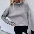thumbnail image 6 of Lovskoo Sweaters for Women Turtleneck Long Sleeve Solid Color Sweater Top Gray, 6 of 8