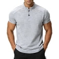 thumbnail image 2 of Lightweight Cooling Cotton Blend Casual Tee Summer Shirts Men's Solid Color Casual Button Short Sleeved Round Neck Shirts Dark Gray Xxl, 2 of 5