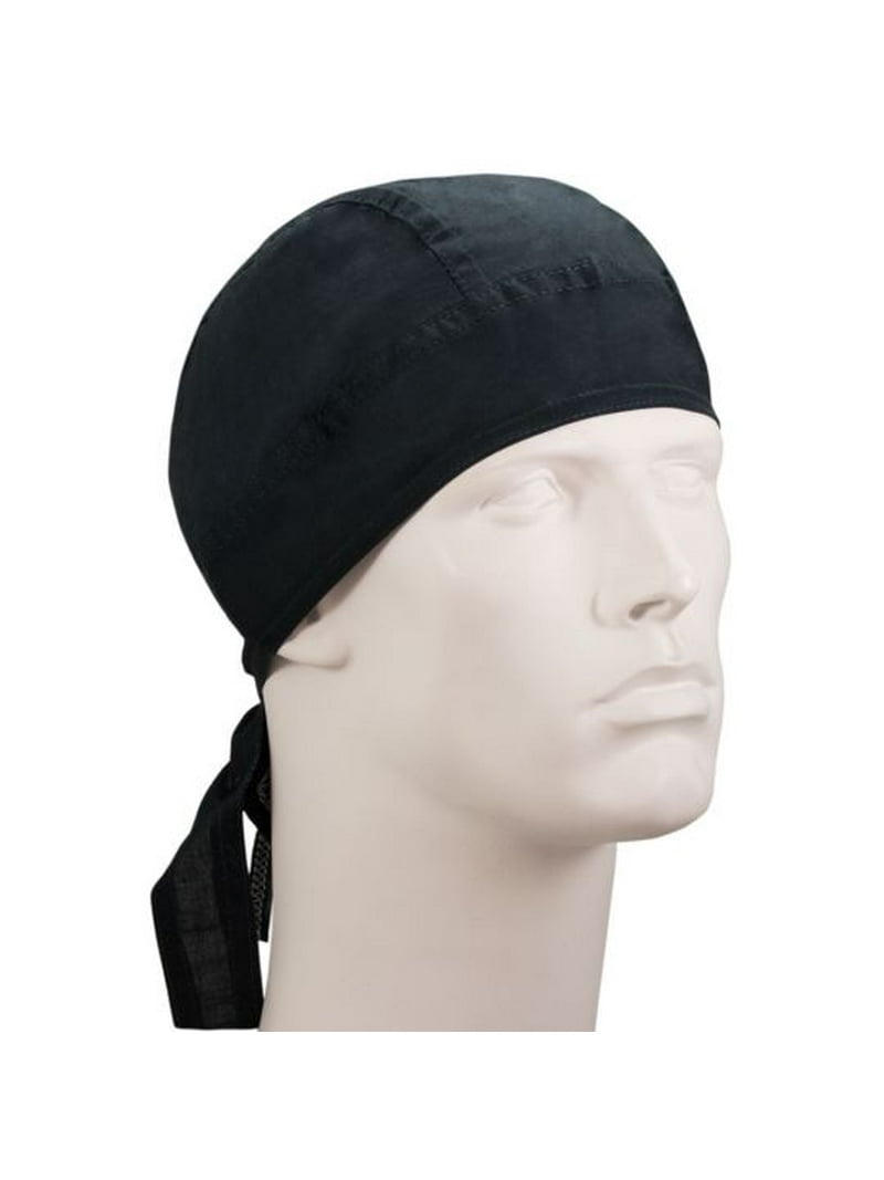 Black Bandana Headwrap Cycling Cap, Cotton Motorcycle Durag Skull