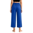 thumbnail image 5 of ROHUUQUE Women's Pajama Pants Cotton Blend Wide Leg Loose Drape Cropped Casual Elastic Waist Home Sleep Bottoms Lounge, 5 of 9