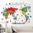 thumbnail image 2 of Inteprter Adhesivo de pared Mapa del mundo Animal Extraíble Cómodo Papel tapiz suave Dibujos animados coloridos Accesorio para el hogar Mural Decoración del hogar, 2 of 6