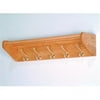 Wooden Mallet Hat and Coat Rack with 5 Brass Hooks in Light Oak