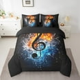 thumbnail image 2 of Erosebridal Musical Notes Bedding Queen Size,Abstract Water Fire Bedding Sets Queen Size,Melody Bedroom Decor,Reversible,Lightweight,7 Pieces, 2 of 5