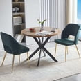 thumbnail image 5 of NORDICANA 3-Pieces 37-Inch Dining Table Set for 2 - Space Saving MDF Round Table with 2 Chairs Velvet Upholstered, 5 of 9