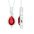 thumbnail image 3 of Rosec Jewels Pear Shaped Lab Grown Ruby Pendant with Diamond for Women (AAAA Grade, 12X8 mm), 10K White Gold, 3 of 7