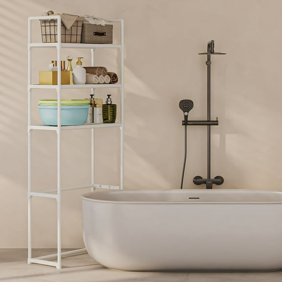 Vggrvlo 3-Tier bathroom shelves over the toilet storage Large Capacity Bathroom Organizers and Storage Freestanding Above Over Toilet Storage Shelf White