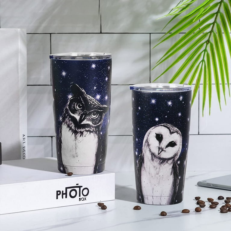 Owl Coffee Tumbler Insulated Travel Cup With Lid 20oz Cute Owl Things For  Owl Lovers Floral Flower Animal Print Mug Birthday Present For Teen Girls  Stainless Steel Tumblers 