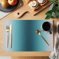 thumbnail image 2 of Placemats 1 Pack, Turquoise Grey Ombre Woven Placemat, Linen Place Mats for Kitchen/Dining Tables, Farmhouse Gradient Minimalist Washable Table Mats for Party, 2 of 8