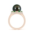 thumbnail image 2 of Angara Tahitian Cultured Pearl Floral Ring with Emeralds in 14K Rose Gold for Women | June Birthstone Jewelry for Her, 2 of 8