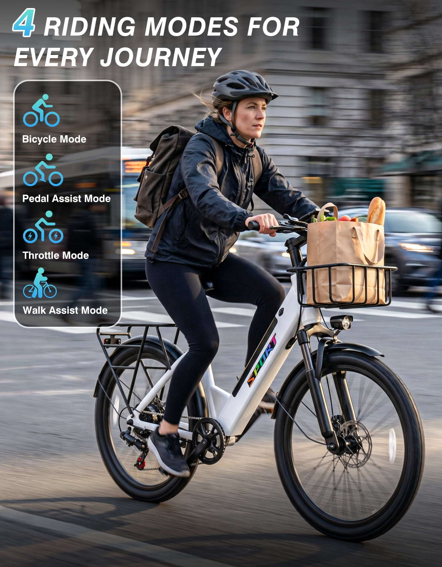 AZHAR Electric Commuter Bike for Adults,1500W ,48V10.4AH 26\" Electric Mountain Bike with 7 Speed Gears UL2849