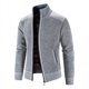 thumbnail image 5 of Suéter de color sólido para hombre de primavera y otoño, cárdigan informal con cuello alto, suéter de polar de manga larga para jóvenes, 5 of 6