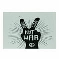 thumbnail image 1 of Hippie Cutting Board, Grungy Distressed Hand Peace Sign Silhouette with Make Love Slogan Words Theme, Decorative Tempered Glass Cutting and Serving Board, Small Size, Black and White, by Ambesonne, 1 of 1