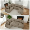 thumbnail image 5 of Oversized 122" U-Shaped Sectional Sleeper Sofa Bed with Pull-Out Bed,Storage Chaise,Type-C USB,Fuzzy Plush,7-Seat,Brown, 5 of 9