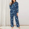 thumbnail image 2 of Pofeuu Blue Bus Print Womens Pajamas Set Long Sleeve Sleepwear Button Down Nightwear Soft Pj Lounge Sets Button Down Pajamas Women-Small, 2 of 7